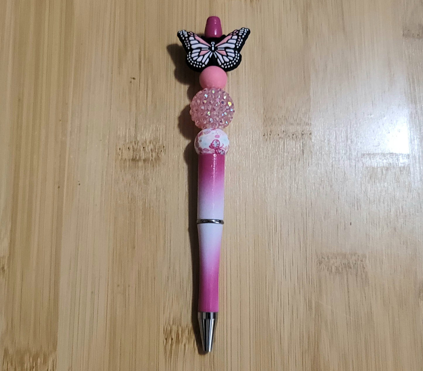 Beaded Pen with a sparkly bead and a Butterfly focal