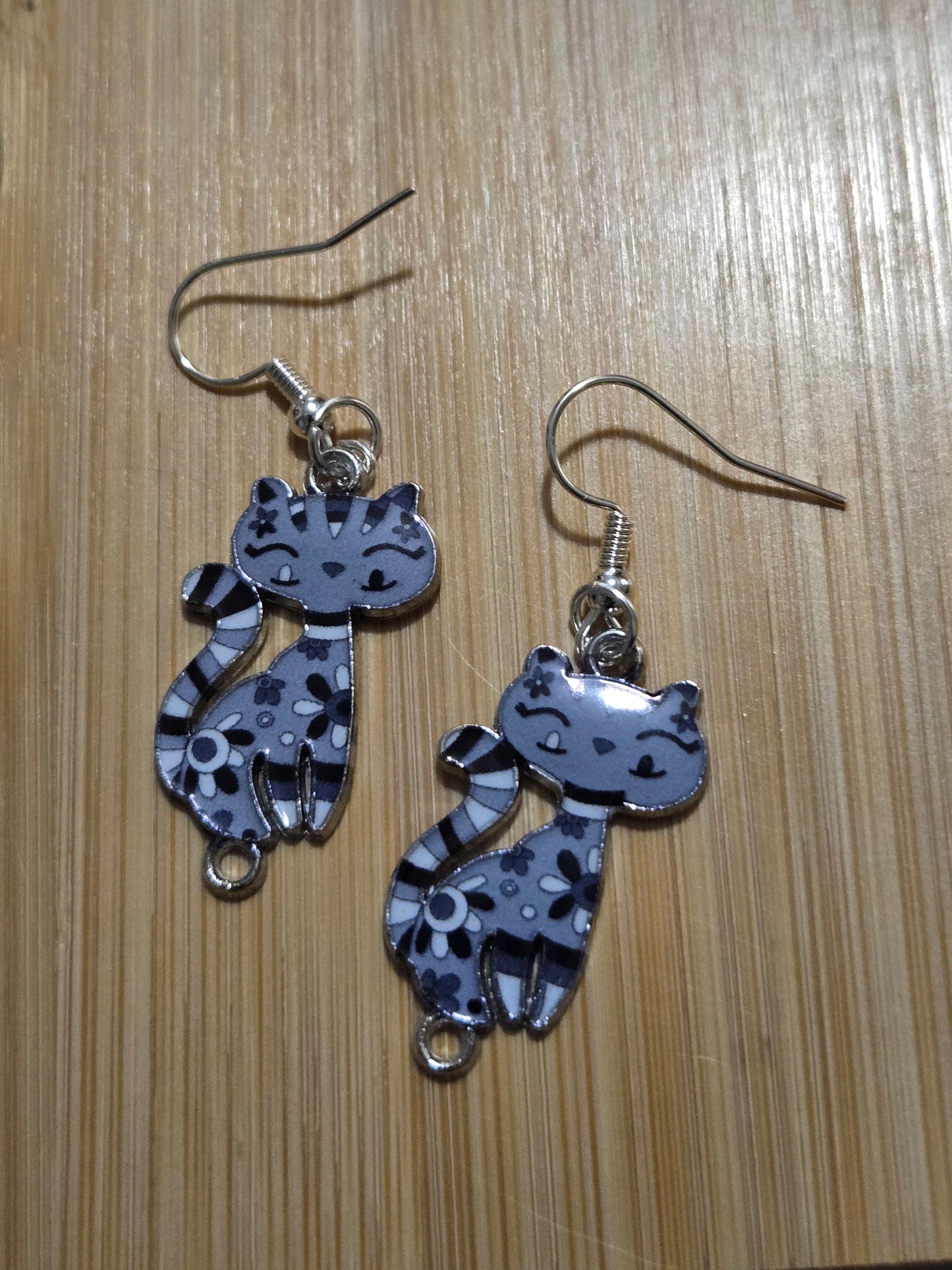 Tabby Cat Dangle Earrings