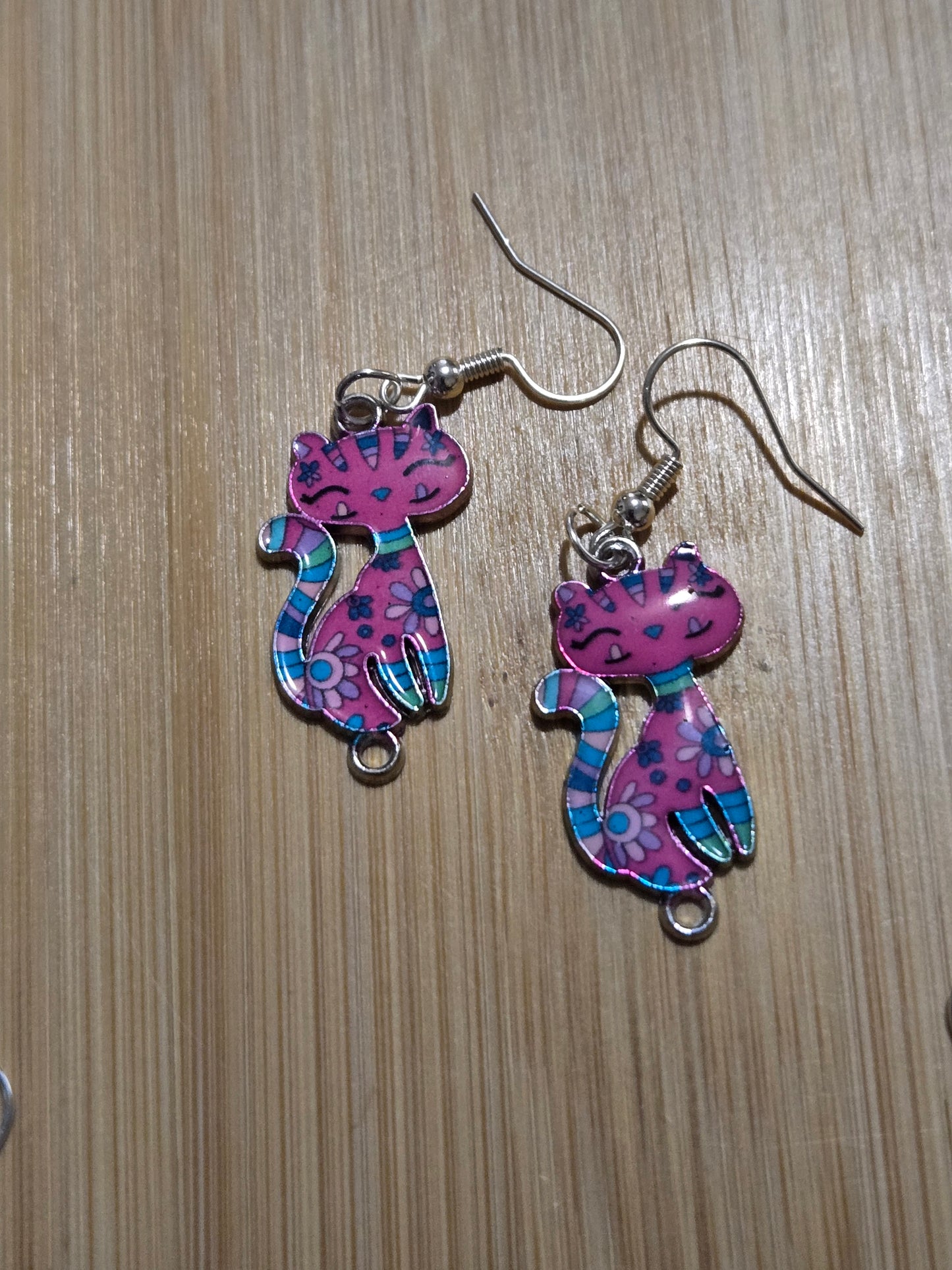 Tabby Cat Dangle Earrings