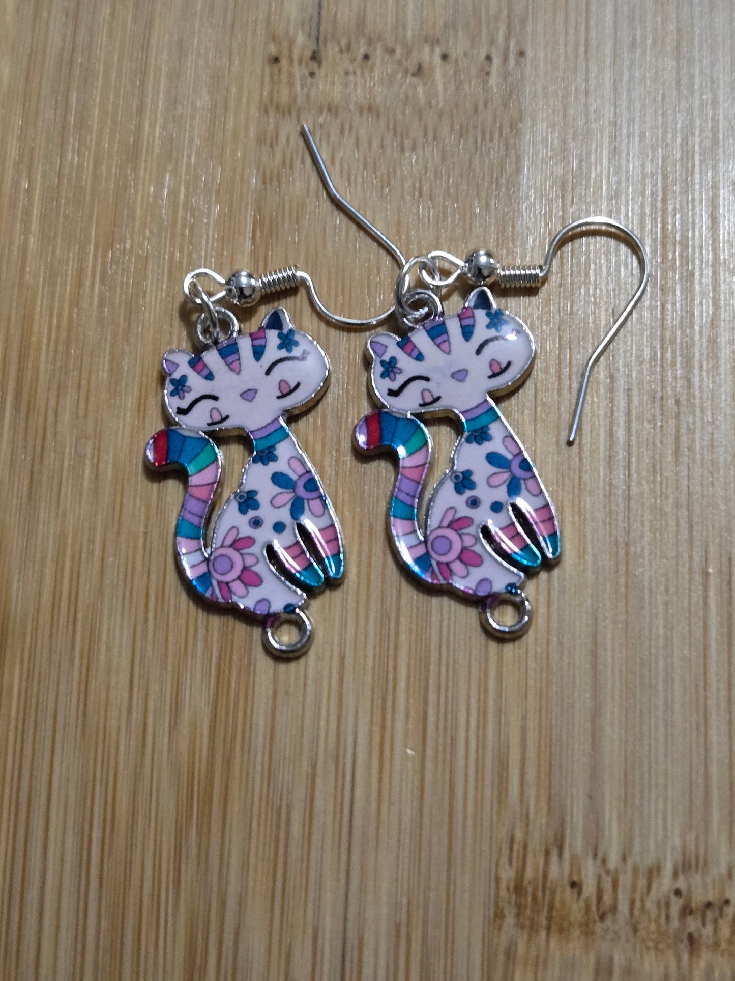 Tabby Cat Dangle Earrings