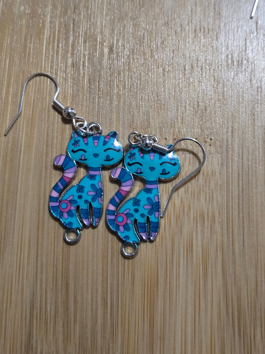 Tabby Cat Dangle Earrings