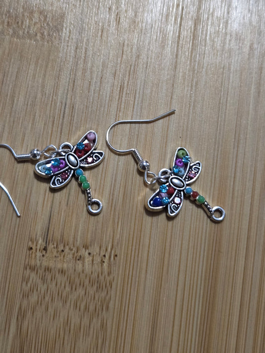 Sparkling Dragonfly Dangle Earrings