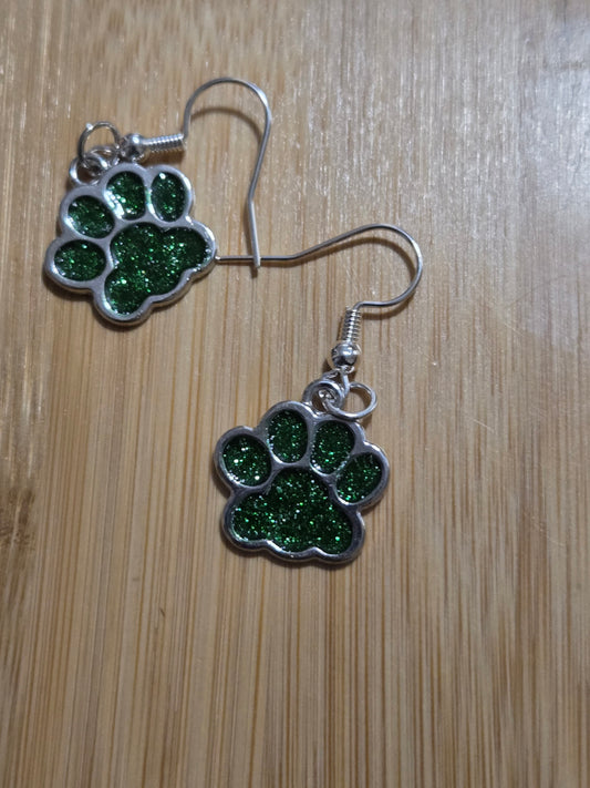 Glitter Paw Dangle Earrings