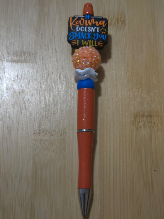 Beaded Pen with "Karma" focal