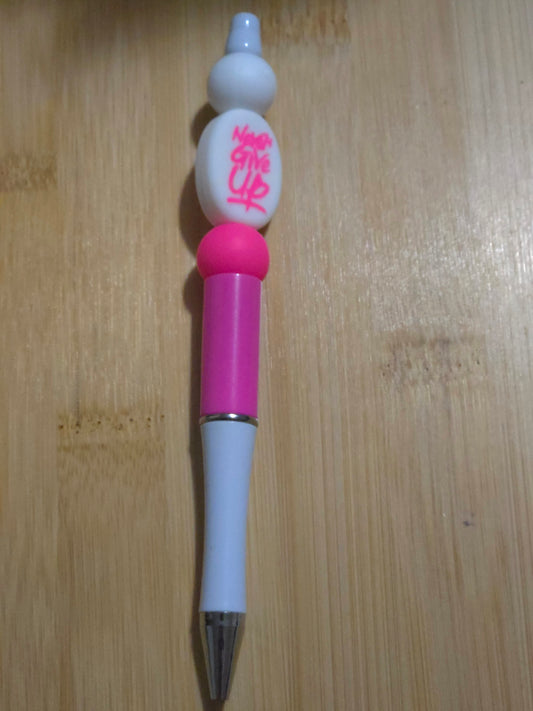 Beaded Pen with "Never Give Up" focal