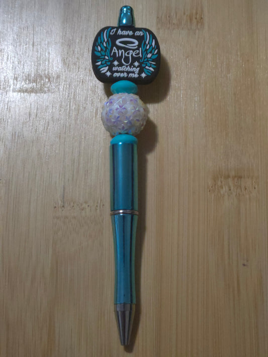 Beaded Pen with "Angel Watching over Me" focal