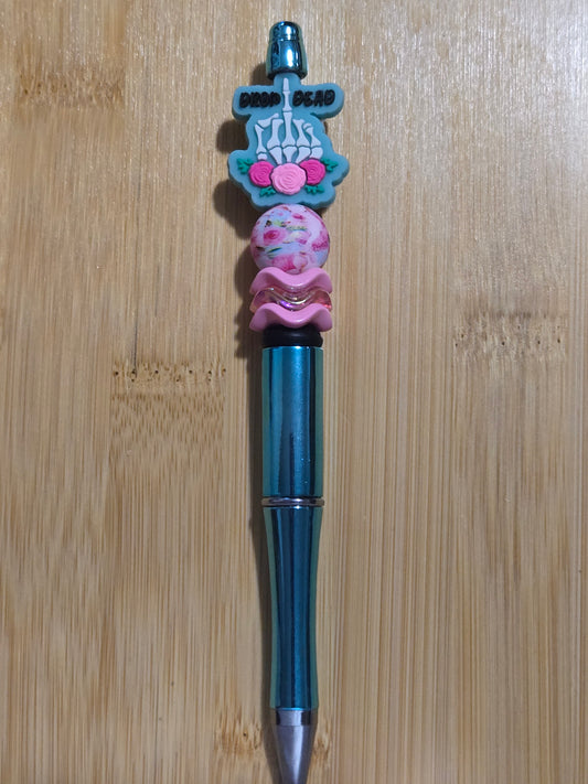 Beaded Pen with "Drop Dead" focal