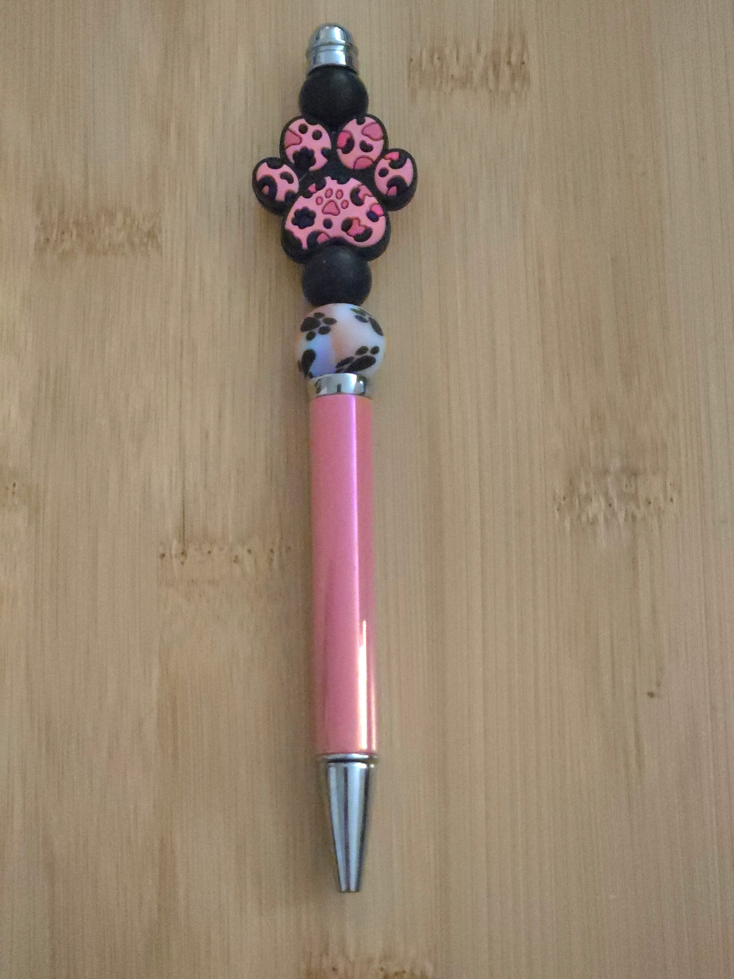 Beaded Pen with Paw Print focal