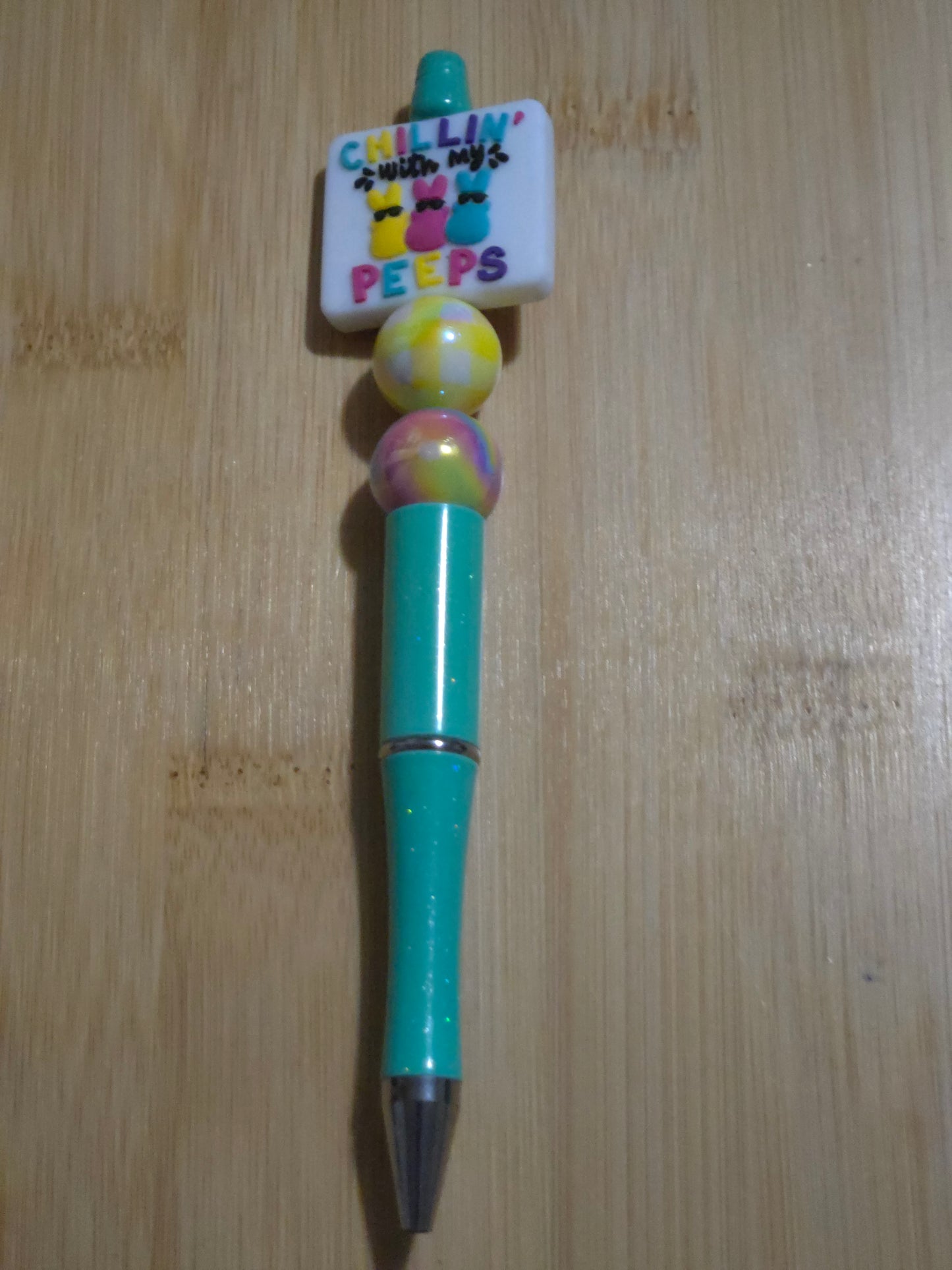 Easter Beaded Pen with "Chillin...Peeps" focal
