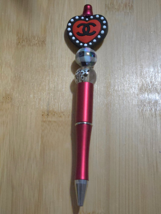 Beaded Pen with "Chanel" Heart focal