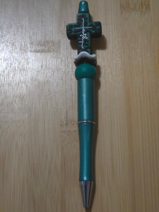 Beaded Pen with "Faith" cross focal