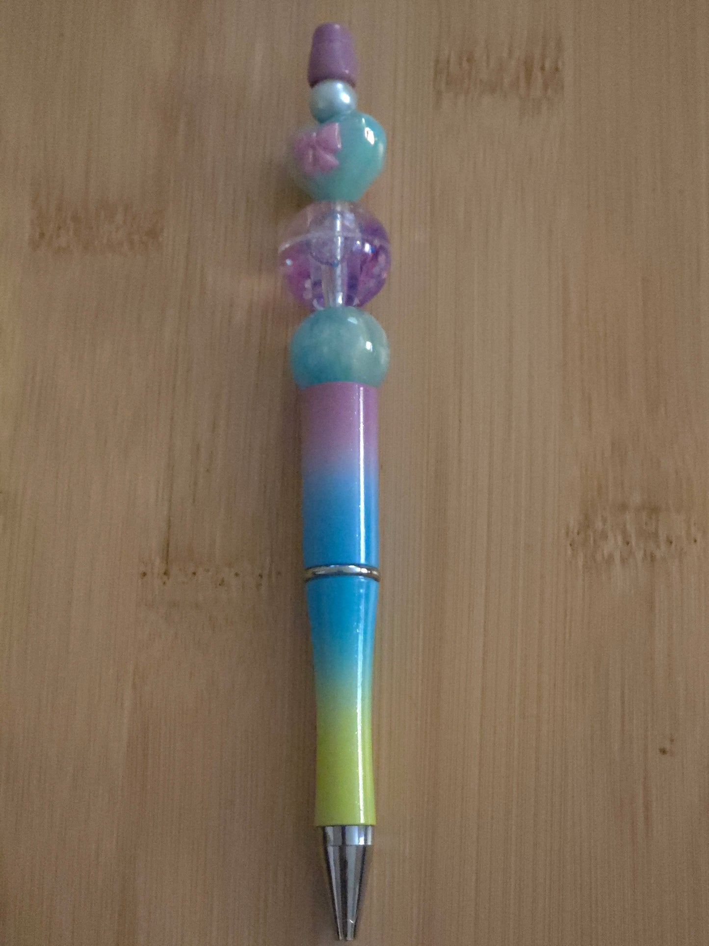 Beaded Pen with a water bead and heart bead