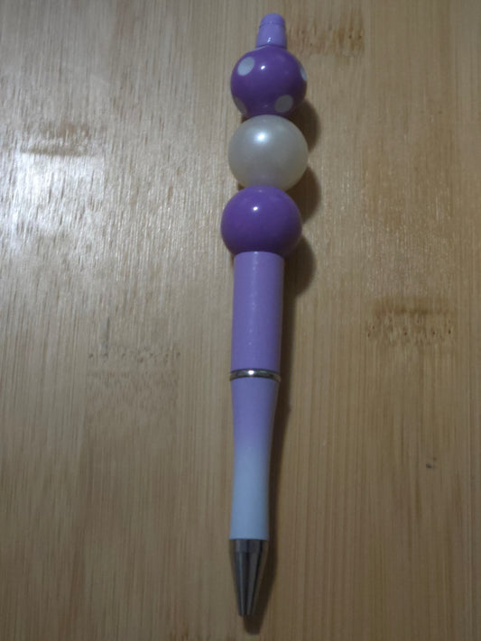 Beaded Pen with 2 beads and a Polka Dot bead