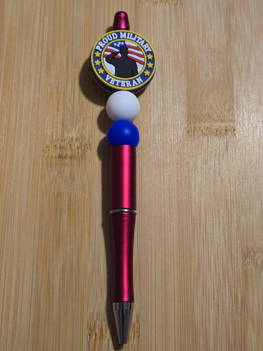 Beaded Pen with "Proud Military Veteran" focal