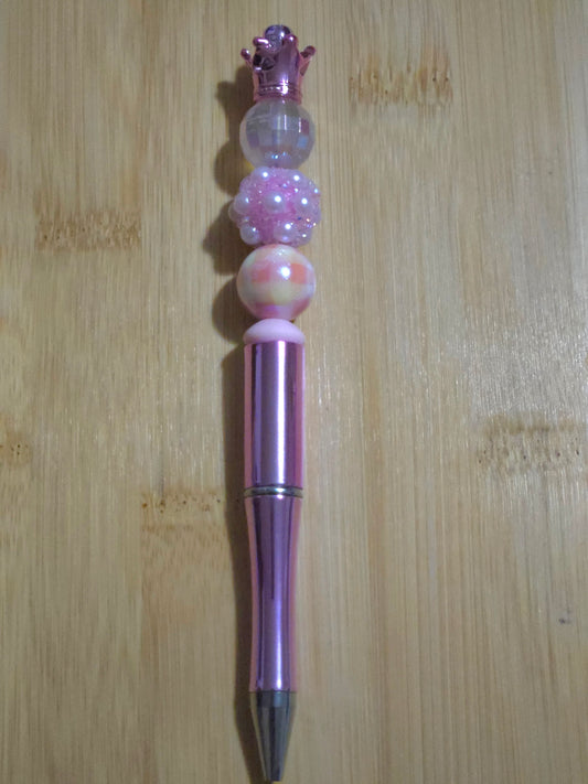 Beaded Pen with 3 beads and a crown