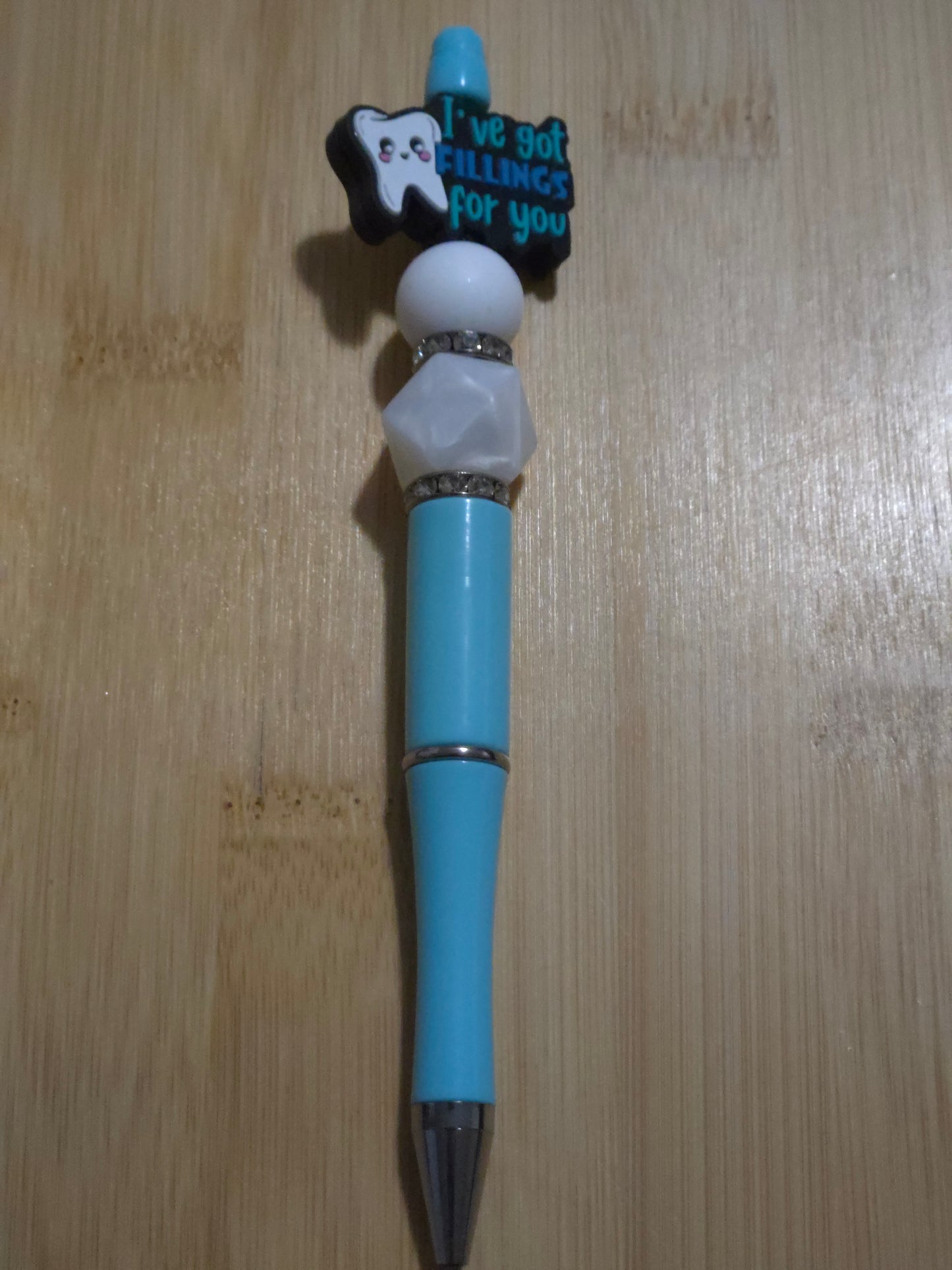 Beaded Pen with Tooth focal