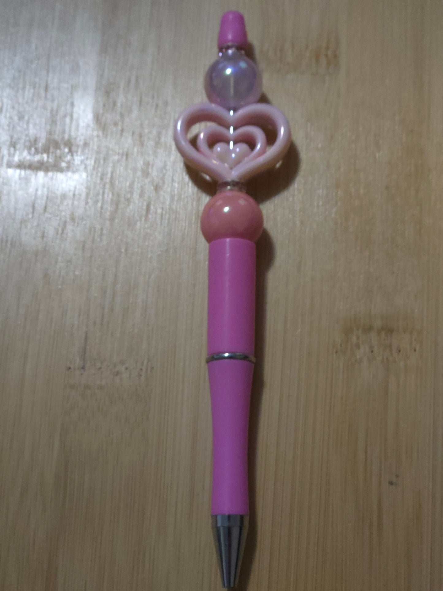 Beaded Pen with a Triple Heart bead