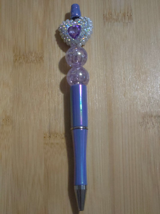 Sparkly Heart Beaded Pen