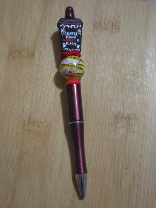 Beaded Pen with "Murder" focal