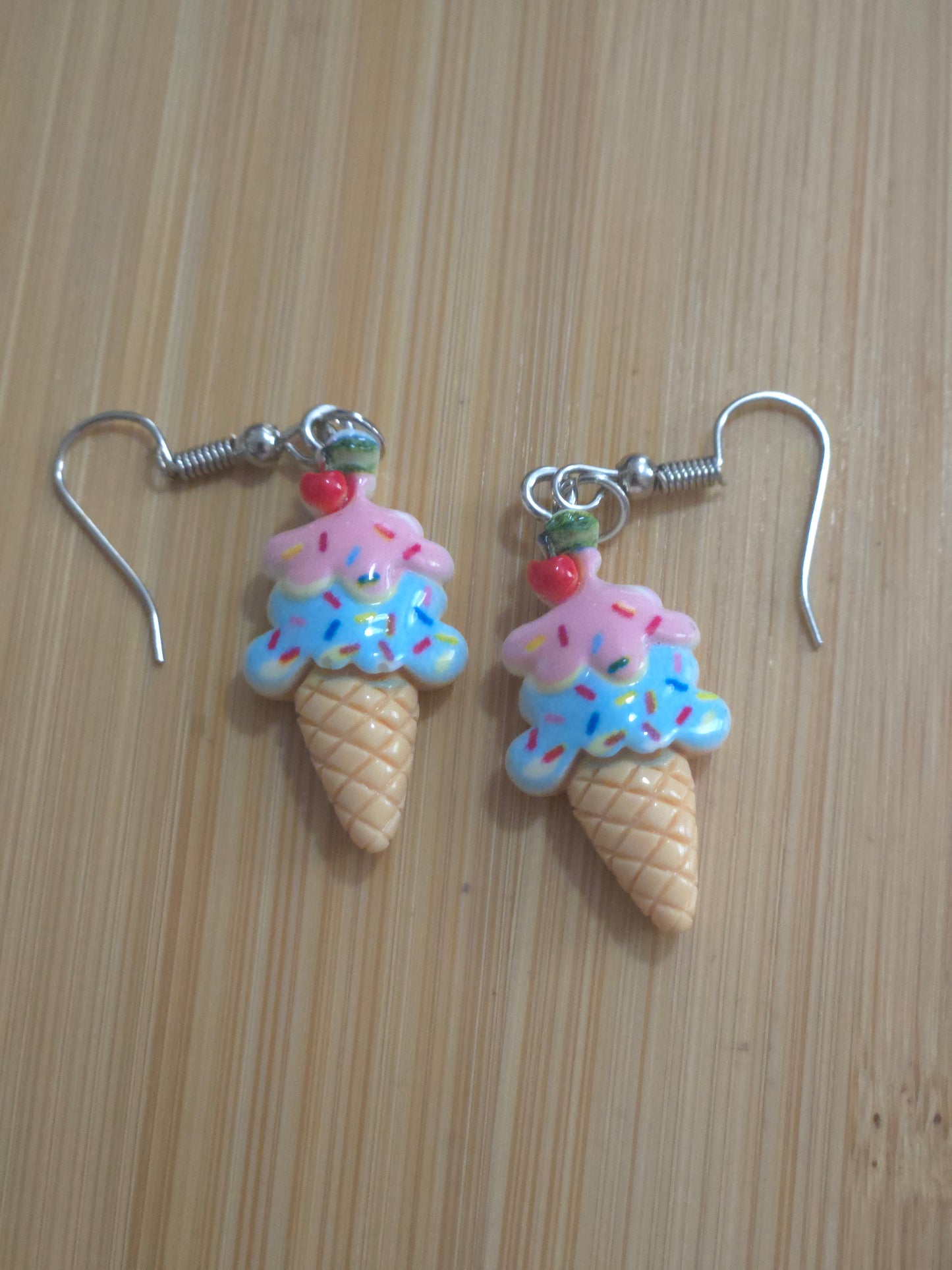 Pastel pink and blue ice cream dangle earrings