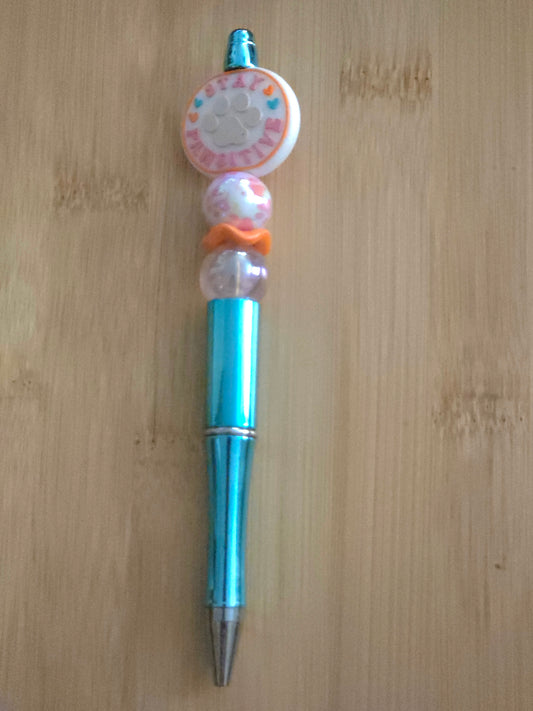 Beaded Pen with "Stay Pawsitive" focal