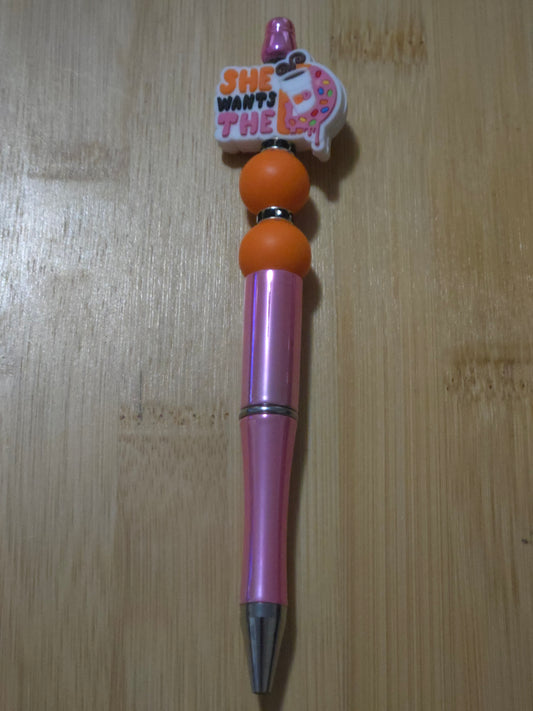 Beaded Pen with "She wants the D" focal