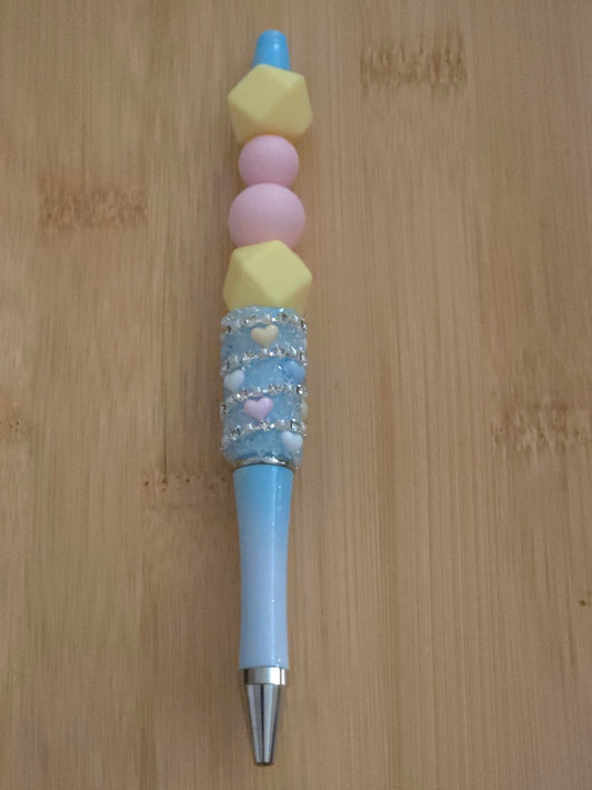 Beaded Pen with 2 Hex beads and 2 round beads
