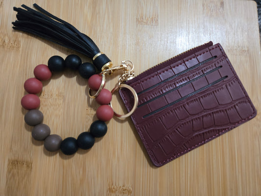 Brown with Brown Beaded Wristlet *NEW