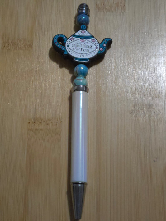 Beaded Pen with "Spill the Tea" focal