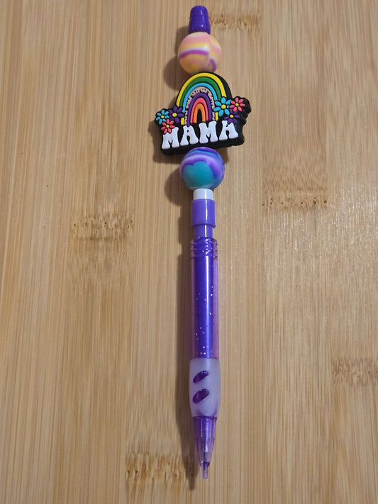 Beaded Mechanical Pencil with "Mama" focal