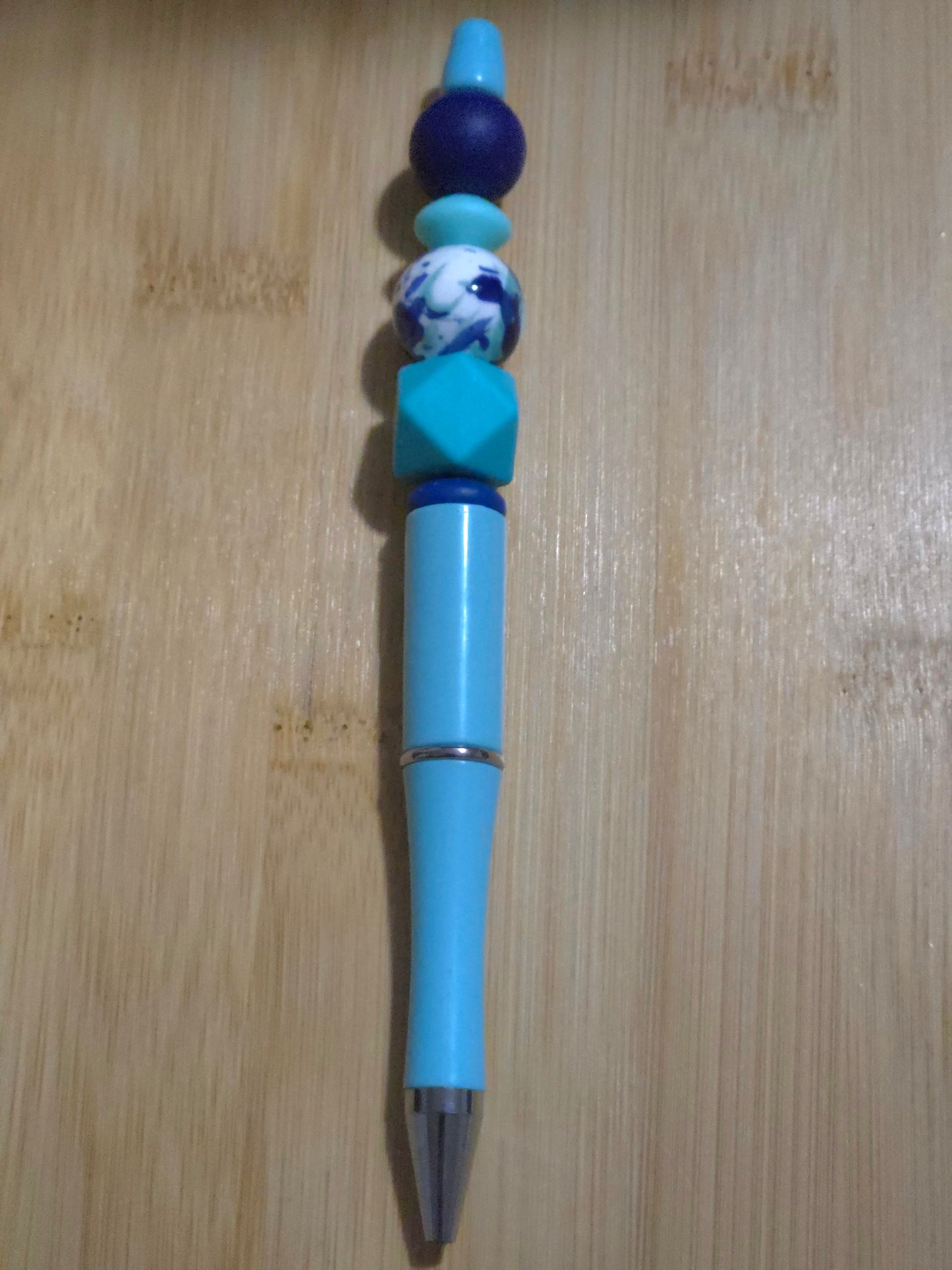 Beaded Pen with a hex bead and a marble bead