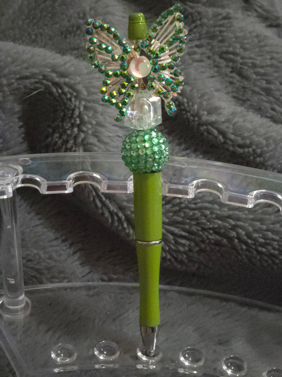 Fancy Green Butterfly Beaded Pen