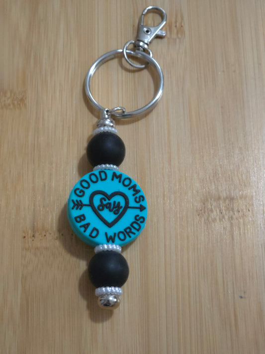 Beaded Keychain with "Good Moms...F*ck" focal