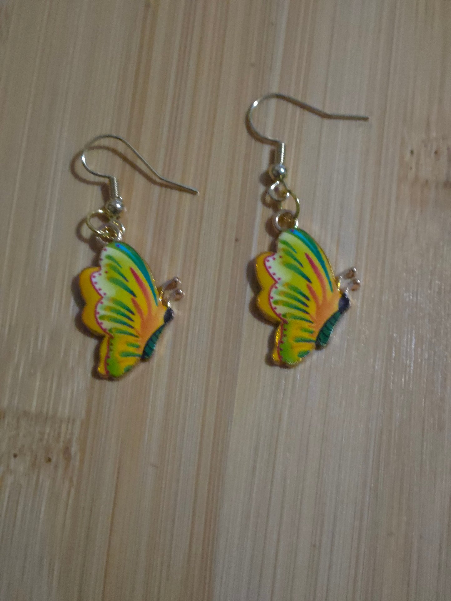Orange and yellow dangle butterfly earrings