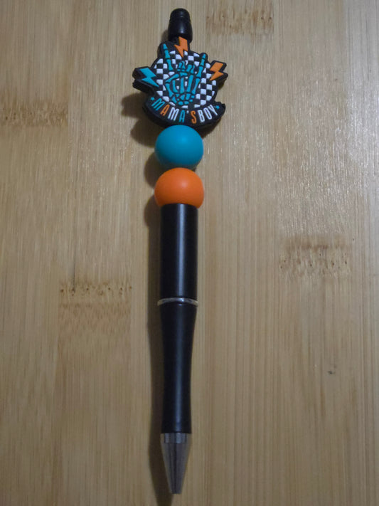Beaded Pen with "Mama's Boy" focal