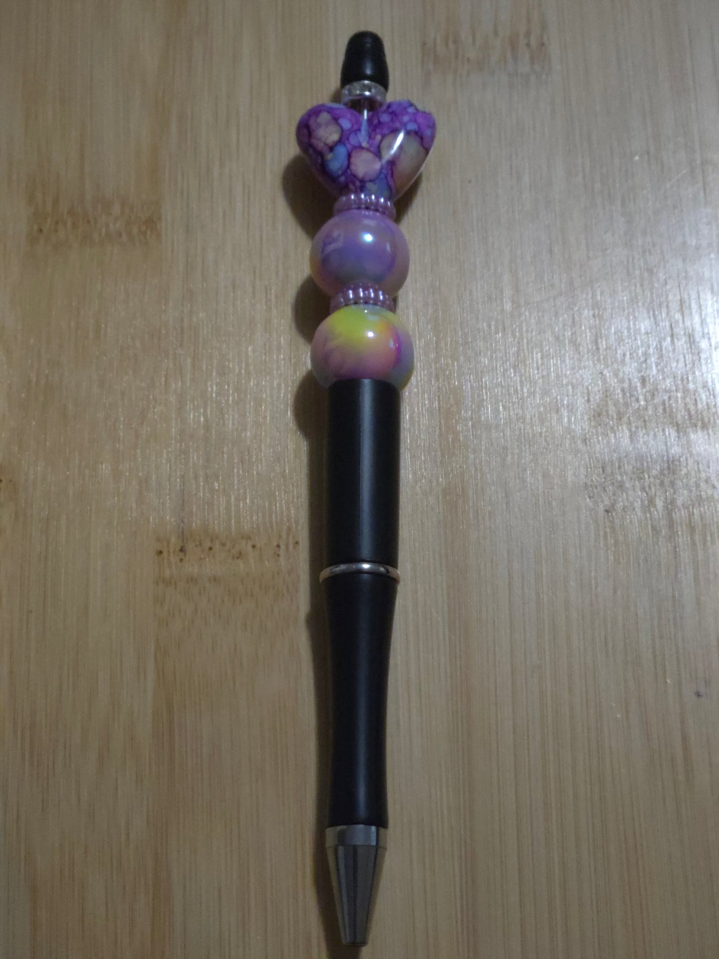 Beaded Pen with Tie-Dye Heart