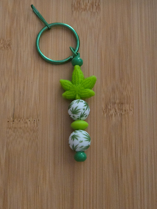 Beaded Keychain with "weed" focal