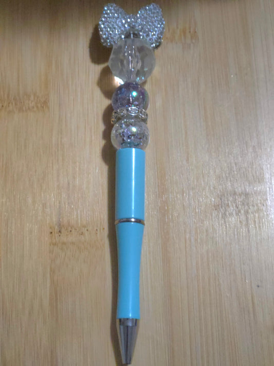 Beaded Pen with 3 beads and a Sparkly Bow bead