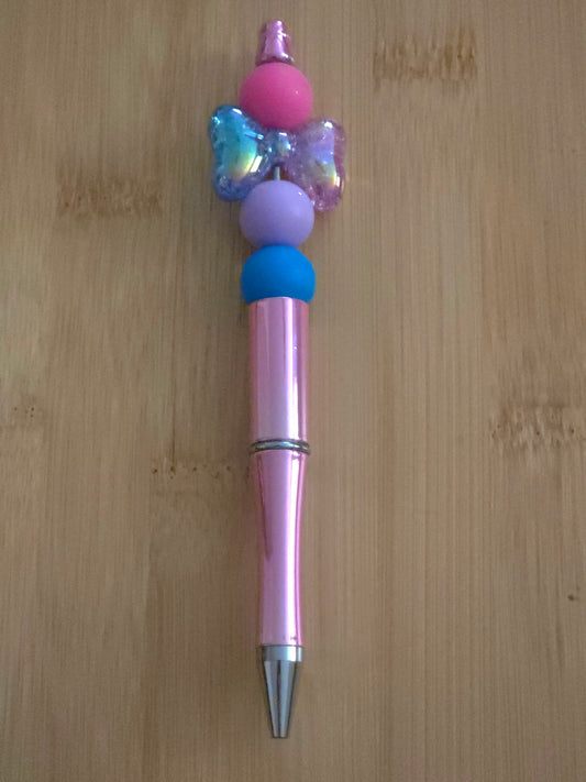 Beaded Pen with 3 beads and a Bow bead