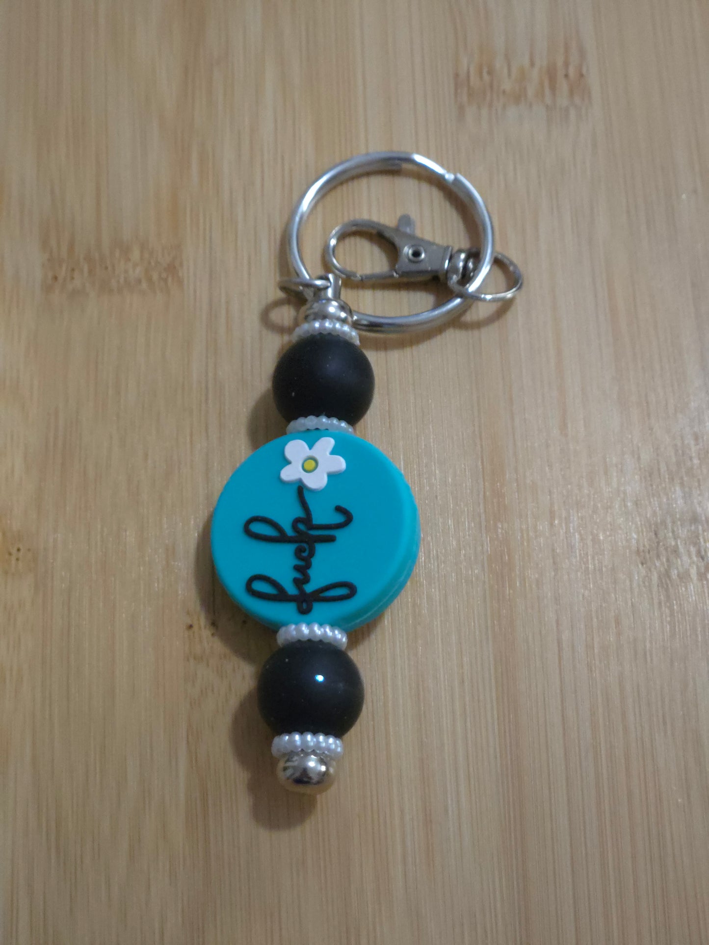 Beaded Keychain with "Good Moms...F*ck" focal