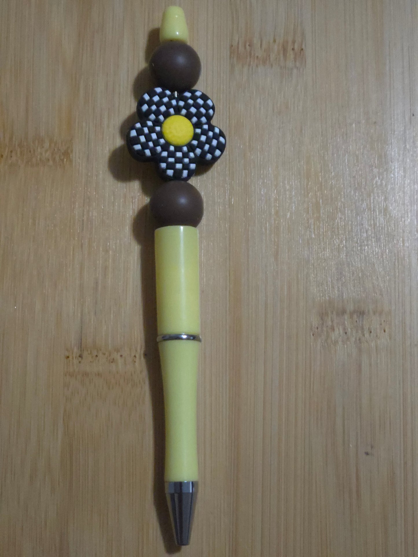 Beaded Pen with a Polka Dotted Flower focal