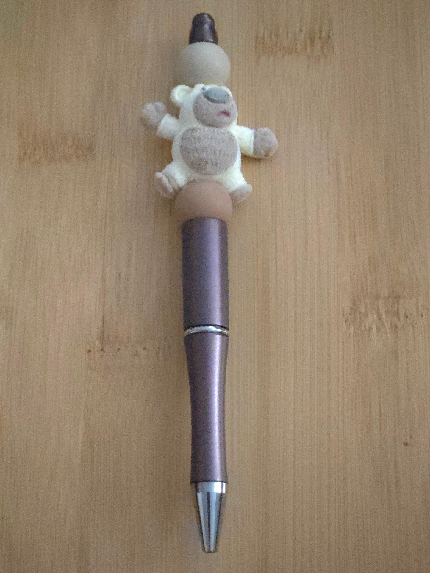 Beaded Pen with fuzzy Bear bead