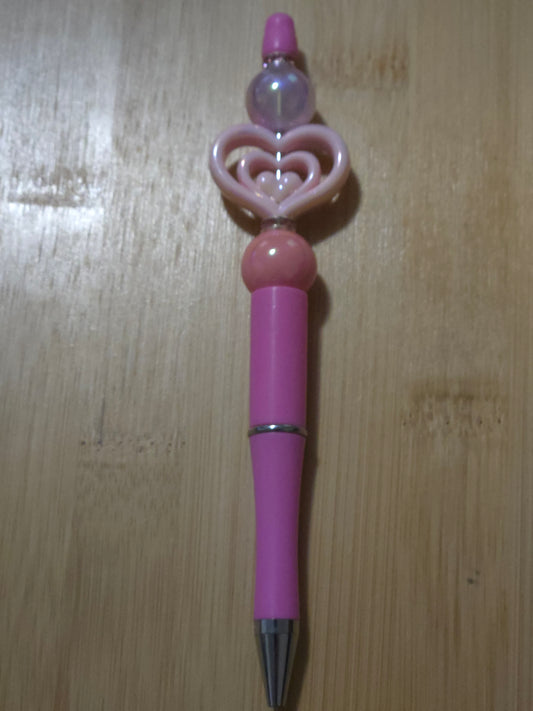 Beaded Pen with a Triple Heart bead