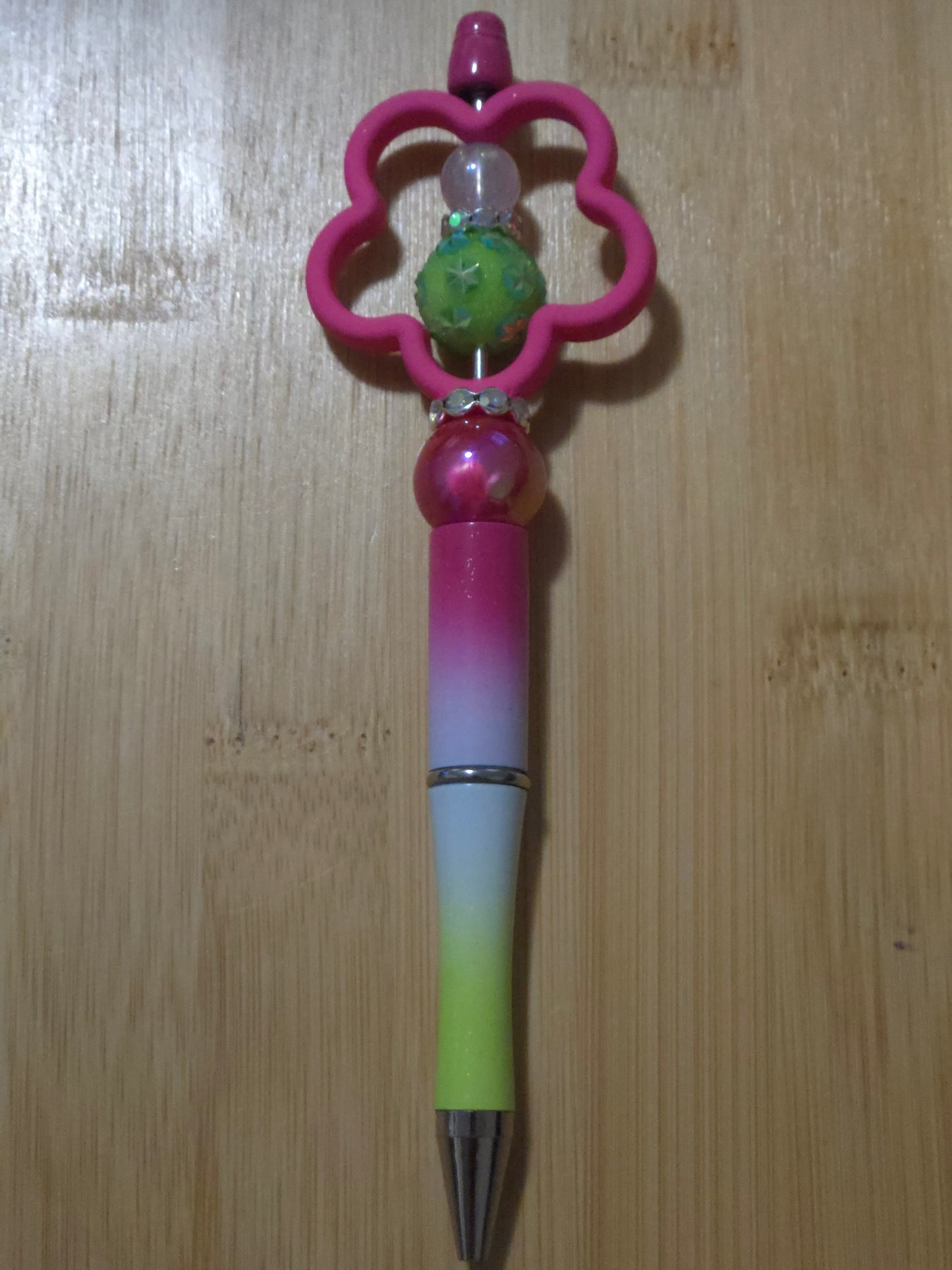 Beaded Pen with a flower and 3 beads