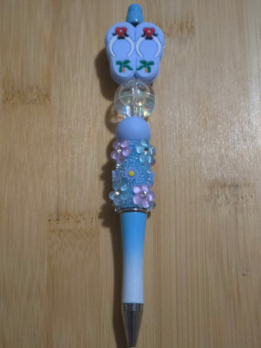 Flower Beaded Pen with a Flip Flop focal