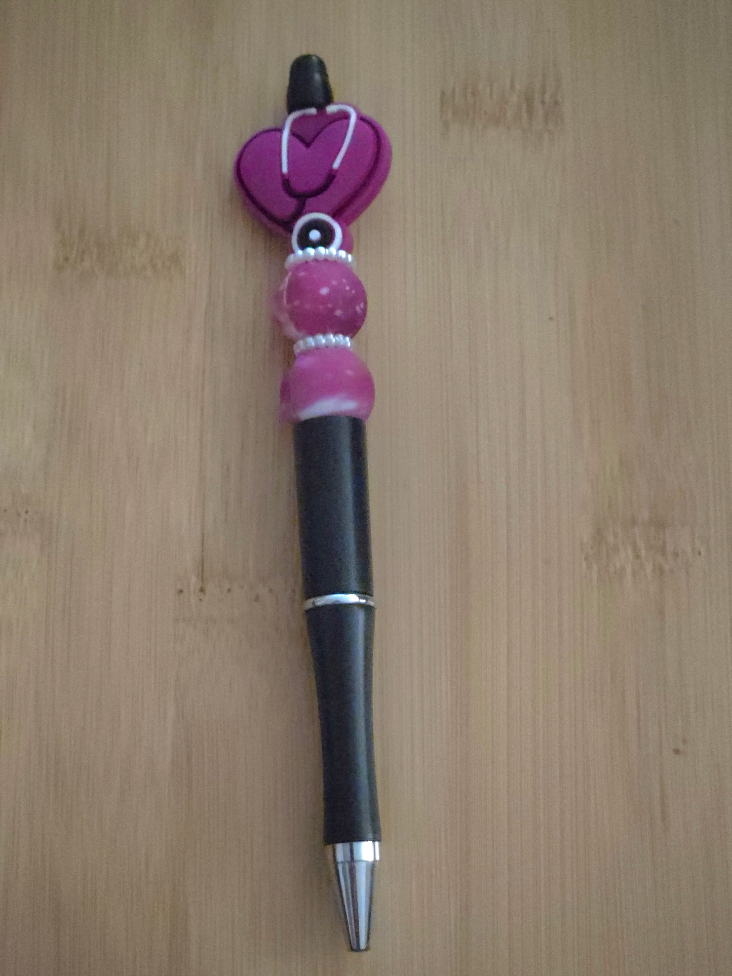 Beaded Pen with Stethoscope Heart focal
