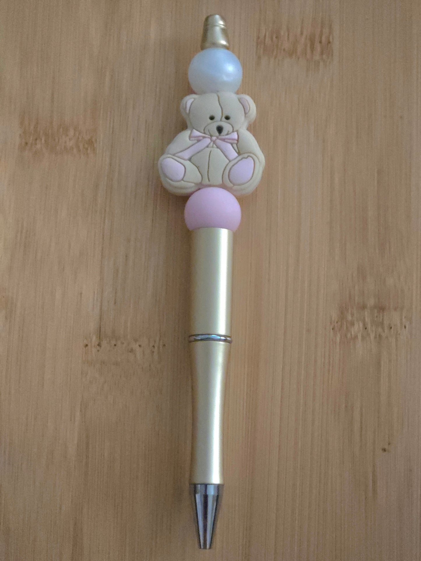Beaded Pen with Fuzzy Bear focal