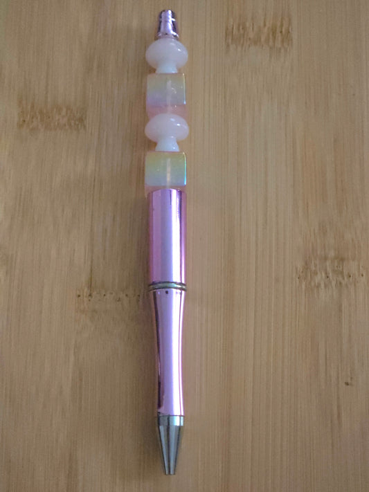 Beaded Pen with Mushrooms and Cube beads