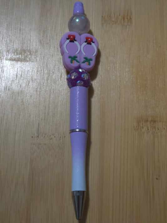 Beaded Pen with Flip Flop focal